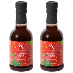 AROMA OLYMP Bio Balsamico mit Erdbeeren aus Kreta, 2 Flaschen Inhalt 400ml