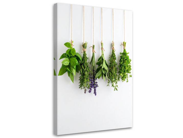 Feeby Leinwandbild Kräuter Gewürze 60x90cm, Grün, Essen/Getränk, Rechteckig, 60x90 cm, Bilder & Rahmen, Bilder, Leinwandbilder