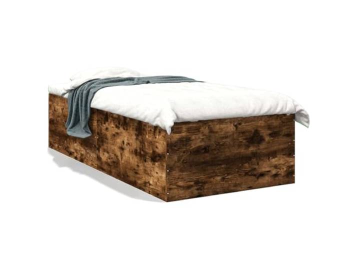 PUGYNBK Bettgestell aus Eichenholz, rauchfarben, 100 x 200 cm Basis mit Lamellen, atmungsaktive Halterung, minimalistisches Design, stabil und robust