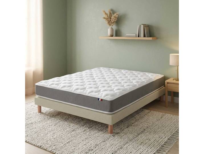 Matelas mousse haute résilience h16 sommier en 160x200 beige