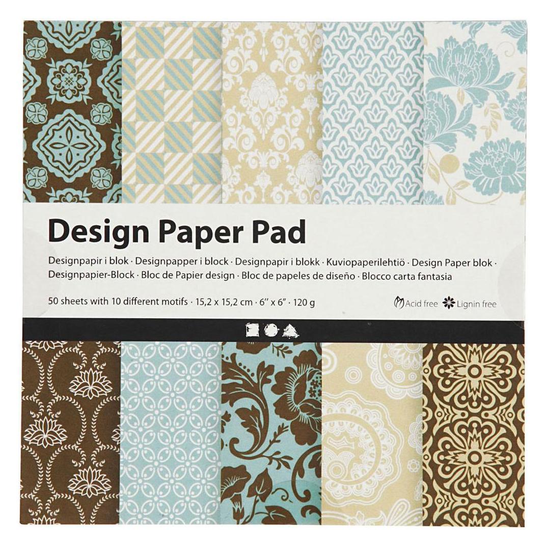Creativ Company Design-Papierblock Hellblau/Braun, 50 Blatt (120 g/m², 1x) (5712854305259)