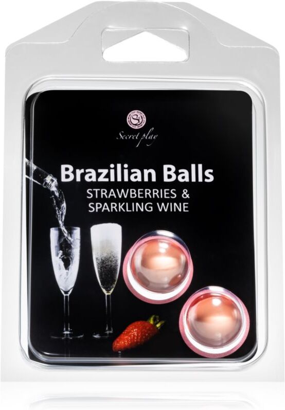 Secret play Brazilian 2 Balls Set huile pour le corps Strawberry and Sparkling Wine 8 g