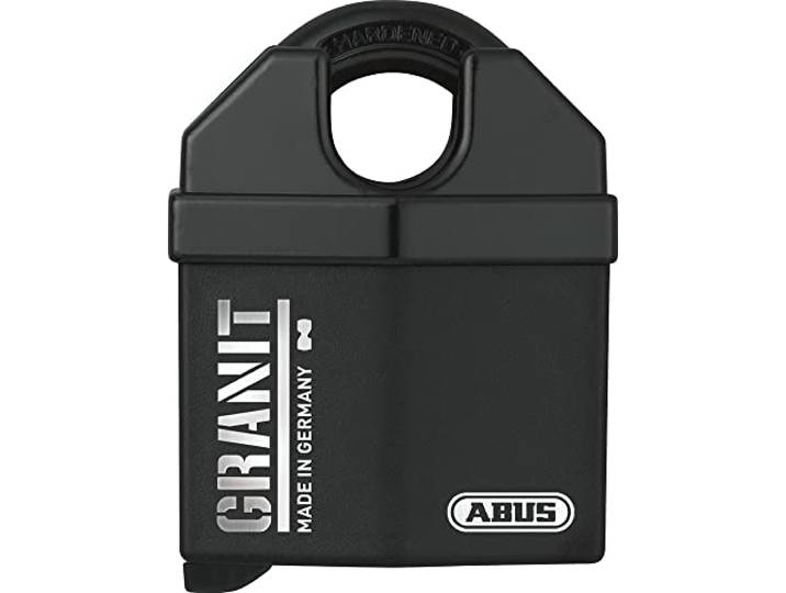 ABUS Vorhängeschloss Granit 37/60 - Sicherheitslevel 10, Außeneinsatz Schlosskörper & Bügel aus gehärtetem Spezialstahl, Black-Granit-Beschichtung, ABUS-Plus Scheibenzylinder, doppelte