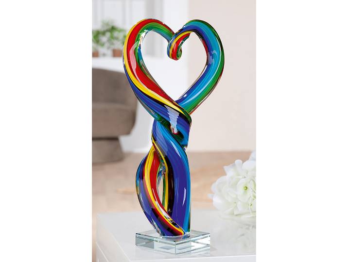 Skulptur Herz Twist 17 x 34 x 10cm Multicolor