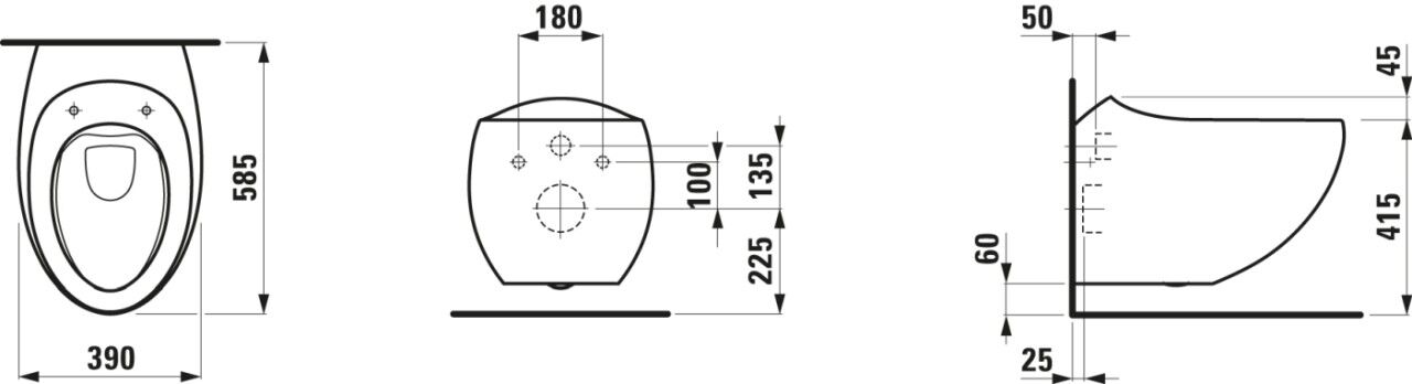 LAUFEN Tiefspül-WC wandhängend ALESSI 585x390 H8209717160001
