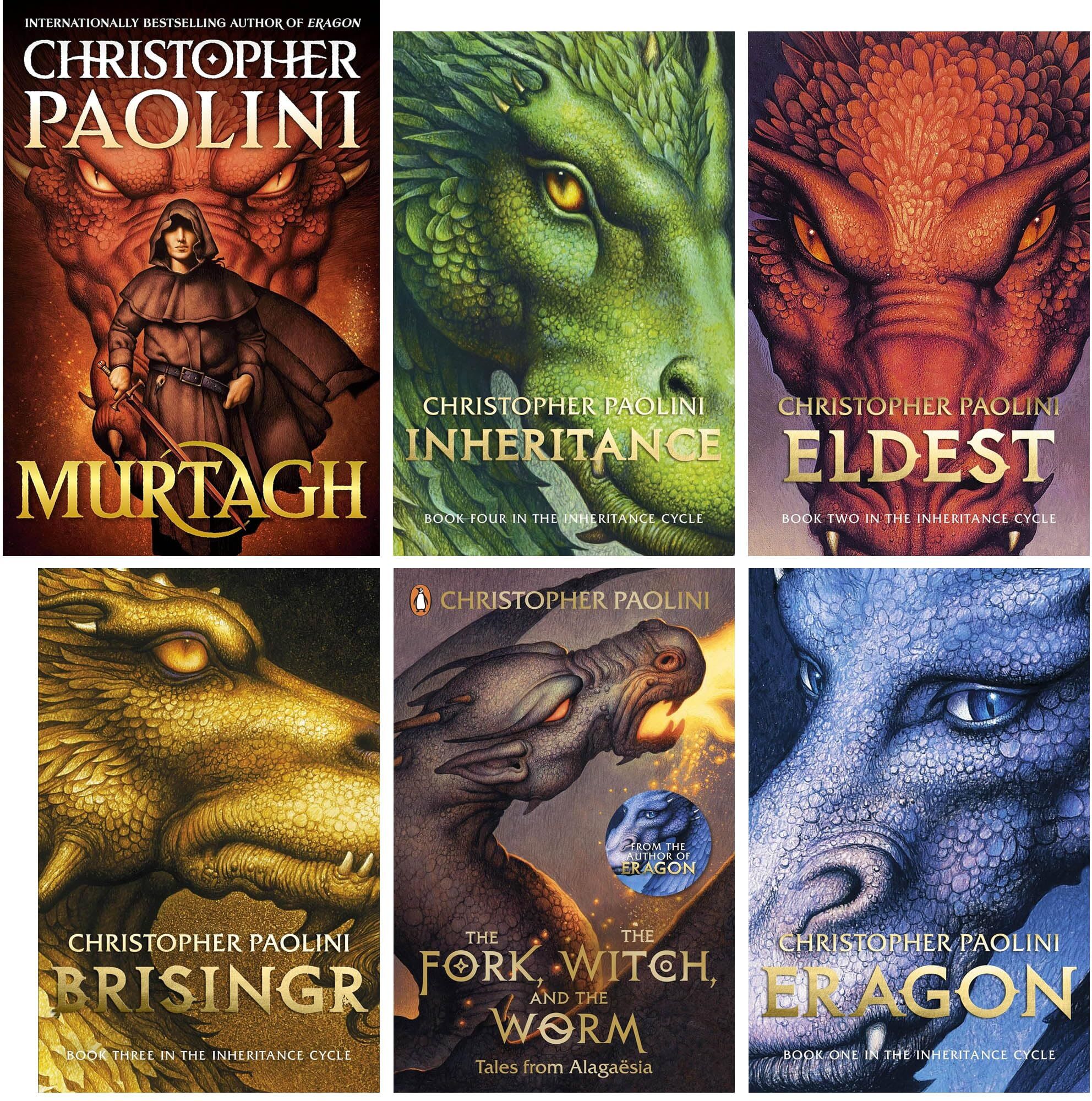 Penguin Inheritance Cycle 6 Books Collection (Eragon, Eldest, Brisingr, Inheritance, Murtagh, The Fork, the Witch, and the Worm)