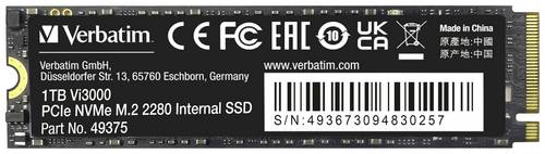 Verbatim Vi3000 1TB Interne M.2 PCIe NVMe SSD 2280 PCIe NVMe 3.0 x4 Retail 49375