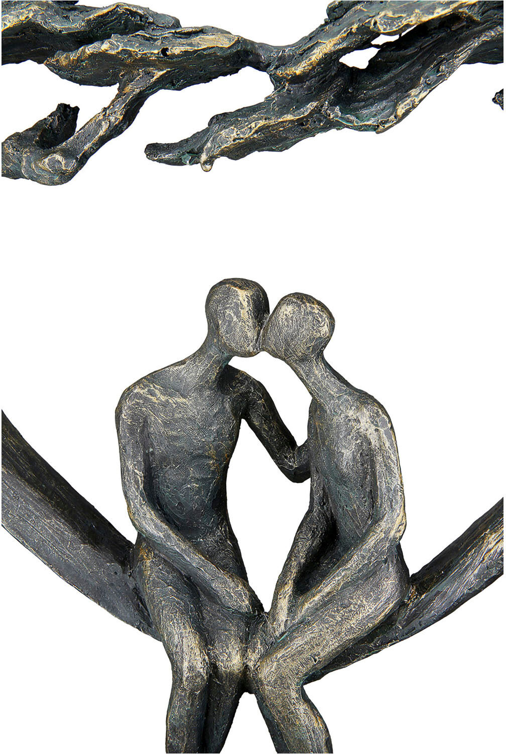 Dekofigur CASABLANCA BY GILDE "Skulptur "Kiss under Tree", braun (bronzefarben), B:26,5cm H:30cm T:8,5cm, Kunstharz, Dekofiguren, Dekofigur, Paar mit Herzmotiv und Antikfinish bronzefarben B/H/T: 26,5cm x 30cm x 8,5cm