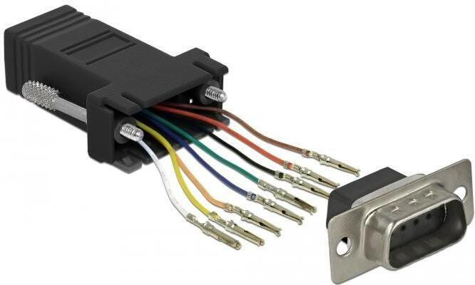 Delock D-Sub 9-polige connector naar RJ45-aansluiting montageset, zwart