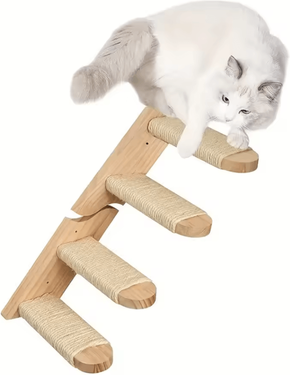 Uplift Curations Wall Mounted Cat Shelves With Hammock Sisal Scratching Post And Climbing Ladder segmented Ladder