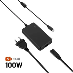 Fixed USB-C 100W GaN PD 3.0 (100 W), Notebook Netzteil, Schwarz