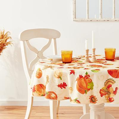 Violet Linen European Fall Harvest Autumn Turkey Tablecloth