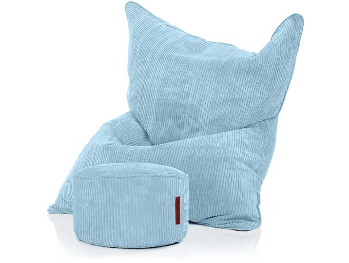 Cordoba Sitzsack in Cord-Optik mit Sitzhocker - Hellblau