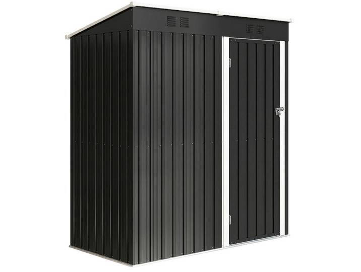 Outsunny Geräteschuppen Verzinkter-Stahl Dunkelgrau, Metall, 90x179x163 cm, Gartenzubehör, Geräteschuppen