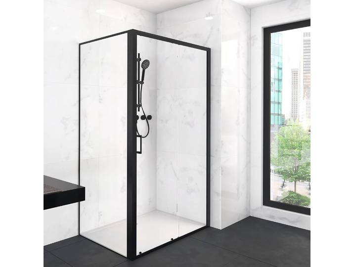 Eckdusche Rectangle 120 x 200 x 80cm Schwarz/Matt Schwarz
