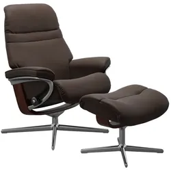 Stressless Sessel mit Hocker Sunrise Cross Leder Braun Batick Brown M (Medium)
