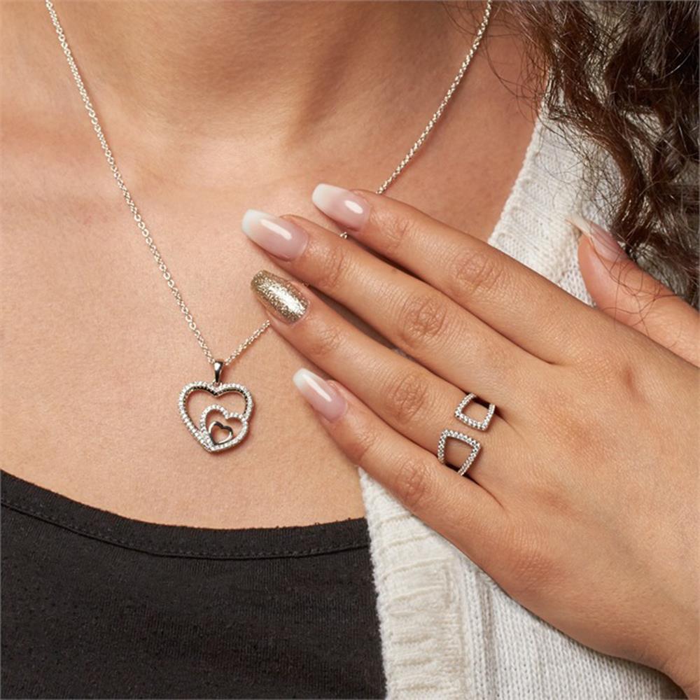 Unique Anhänger drei Herzen Zirkonia Sterling Silber silber