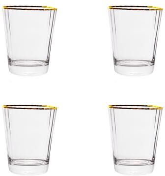 10 Strawberry Street Grace Gold Rim Glassware, Set of 4