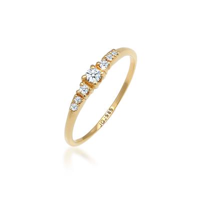 Verlobungsring ELLI DIAMONDS "Ring Verlobung Diamanten (0.14 ct) 585 Gold" Gr. 52, gold, Fingerringe, Damen, 52, Weißgold 585, Verlobungsring
