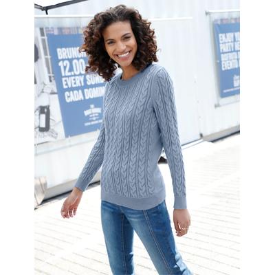 Strickpullover CASUAL LOOKS "Pullover", Damen, Gr. 36, blau (taubenblau), 100% Baumwolle, unifarben, Pullover Strickpullover