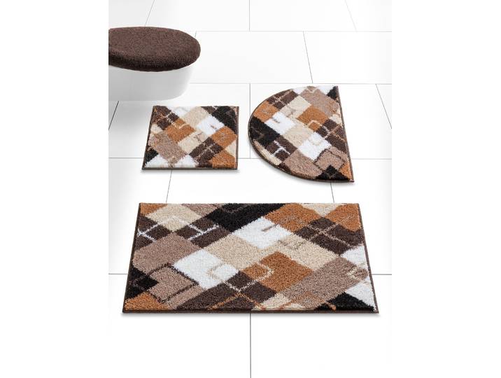 Badematte GRUND Gr. 8, braun (natur, gemustert), WC-Deckelbezug (47cm x 50cm), Badematten, Badematte