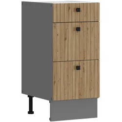 Küche AVA Artisan Unterschrank 40 cm Lamellenoptik Küchenzeile Einbauküche