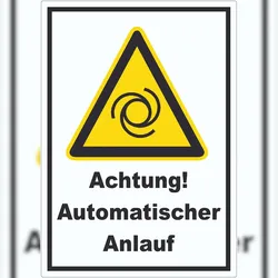 HB-Druck Achtung Automatischer Anlauf Aufkleber A4 (210x297mm)