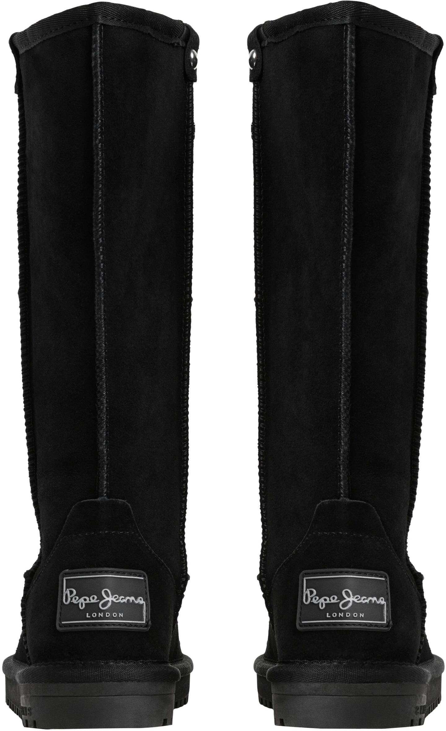 Bootsschuh PEPE JEANS "Stiefel DISS HERITAGE W", Damen, Gr. 37, schwarz, 100% Rindsvelours, Schuhe Bootsschuh