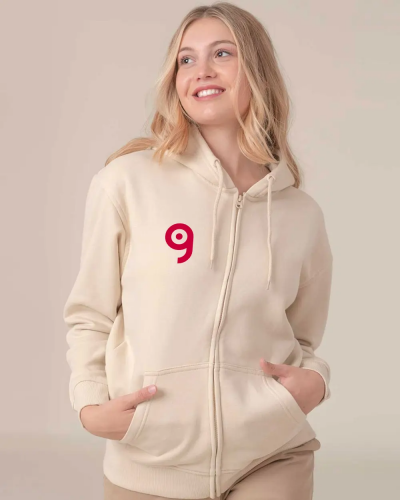 Felpa Fuji unisex zip intera, cotone bio, hoodie regular Personalizzate o neutre JHK