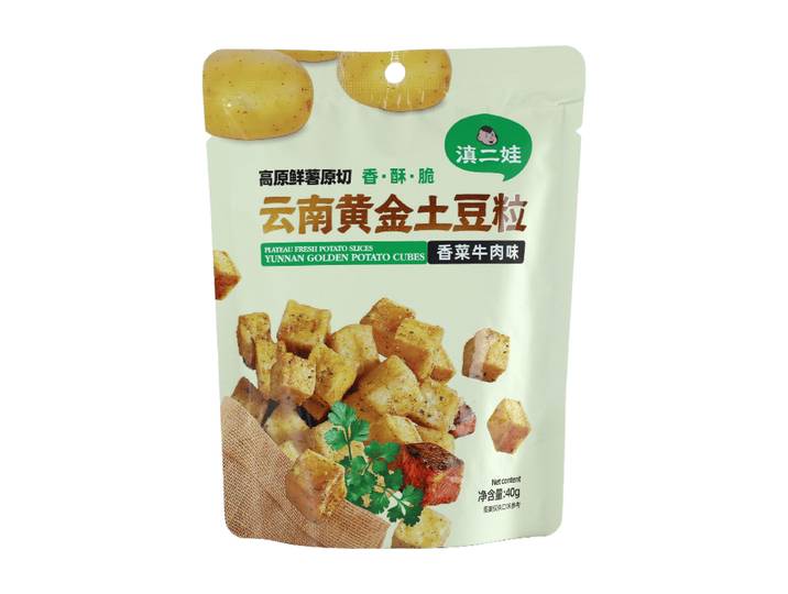 Dianerwa Granulés de pomme de terre dorée du Yunnan (saveur bœuf à la coriandre) 40 g