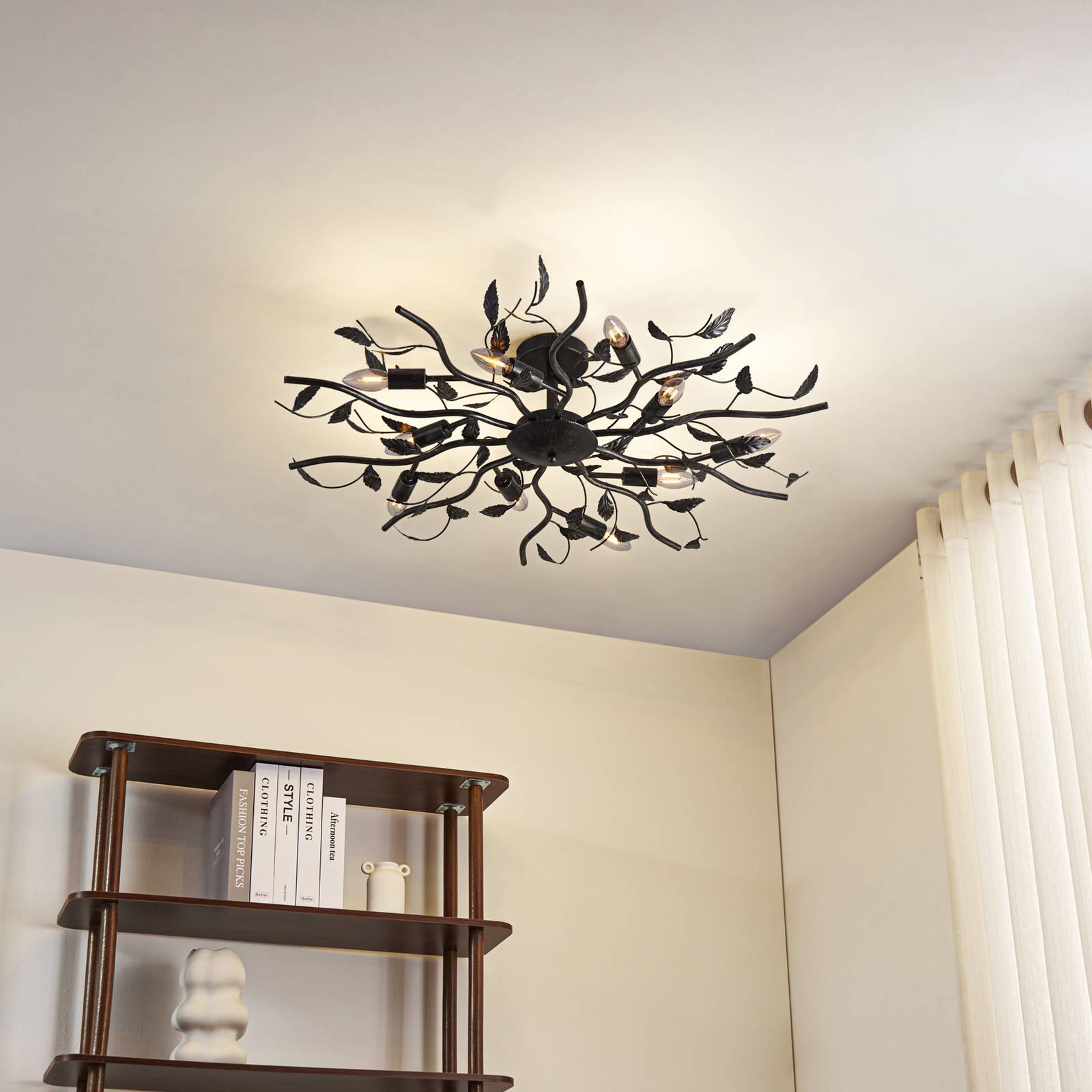 Ceiling Light Yos Lindby, dimmable, Black, Bedroom, metal, Florentine, Ceiling Light