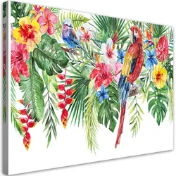 WANDBILD blätter tropischer papageienblüten