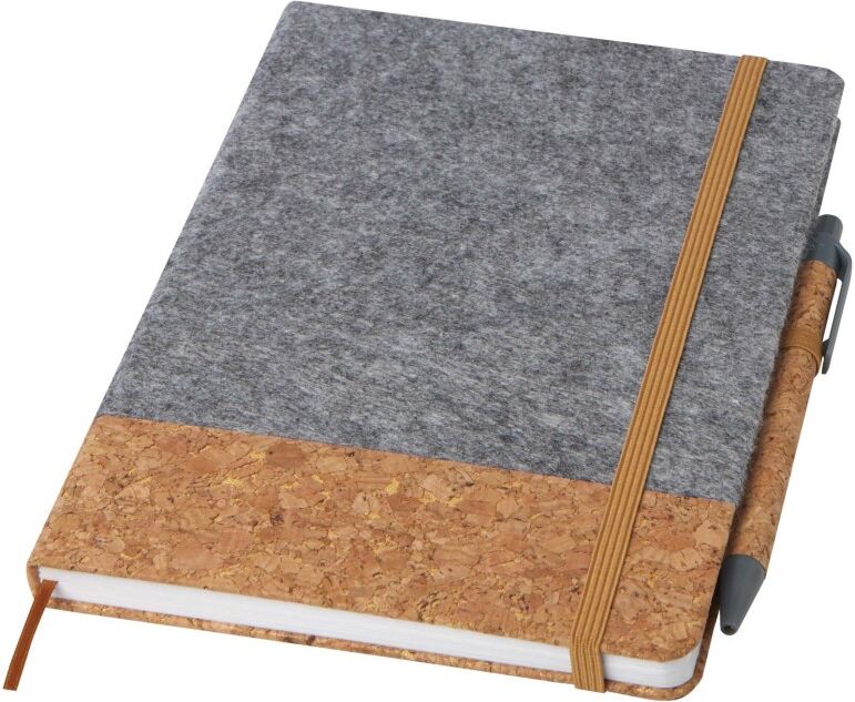 Carnet A5 personnalisable en liège et feutrine Veronica gris