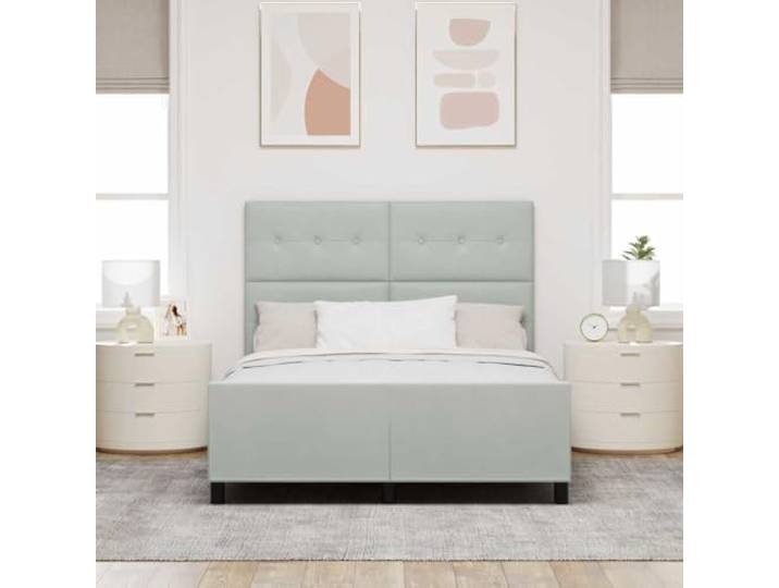KTHLBRH Boxspringbett hellgrau 140 x 190 cm Samt Massives Kiefernholz, modernes Box-Design, rechteckige Form, bequeme Unterstützung