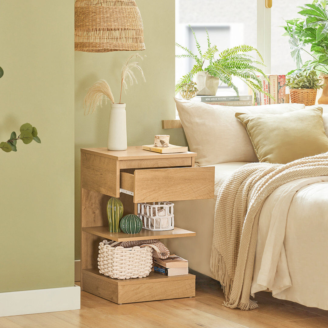 Zipcode Design Irasville 39cm W Particle Board / Chipboard Bedside Table Wooden Natural 65cm H X 39cm W X 39cm D