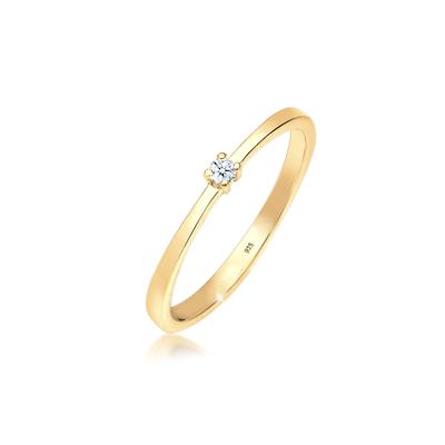 Verlobungsring ELLI DIAMONDS "Ring Solitär Diamant Weiß (0.03 ct) 925 Sterling Silber" Gr. 56, gold, Fingerringe, Damen, 56, Silber 925 (Sterlingsilber), Verlobungsring