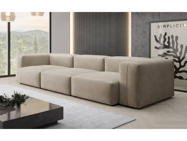 Designer 3 Sitzer Sofa Snug in Samt - Beige - Samt - Luxusbetten24