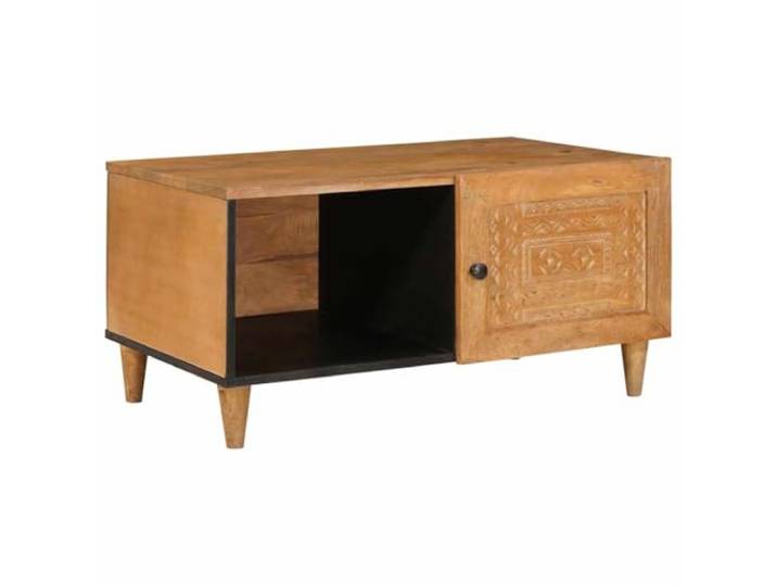 GHVBNMF Couchtisch Massivholz Akazie 100x54x40cm Wohnzimmertisch Eleganter Kaffeetisch mit Fach fuer Wohnzimmer und Lounge, stabile Holzkonstruktion mit schraegen Beinen.