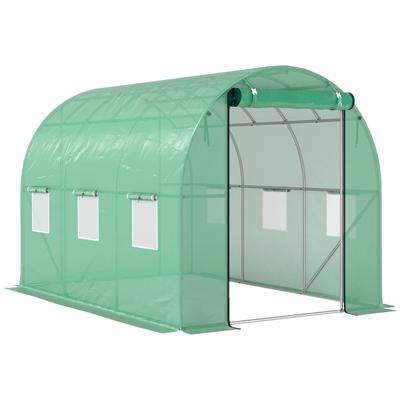 STILVORA Foliengewächshaus Kunststoff Grün mit Rolltür, Netzfenstern, UV-Schutz