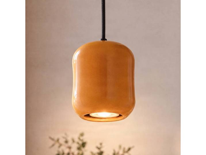 Hängeleuchte Ceramic Barell SIGMA, gelb / orange, für Wohn- / Esszimmer, Keramik