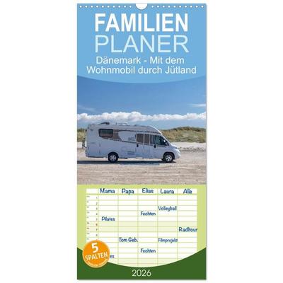 Familienplaner 2026 - Dänemark - Mit dem Wohnmobil durch Jütland mit 5 Spalten (Wandkalender, 21 x 45 cm) CALVENDO