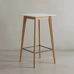 KADIMA DESIGN Skandinavischer Bartisch, Eichenbeine, quadratische Tischplatte, 50 kg Belastbarkeit.