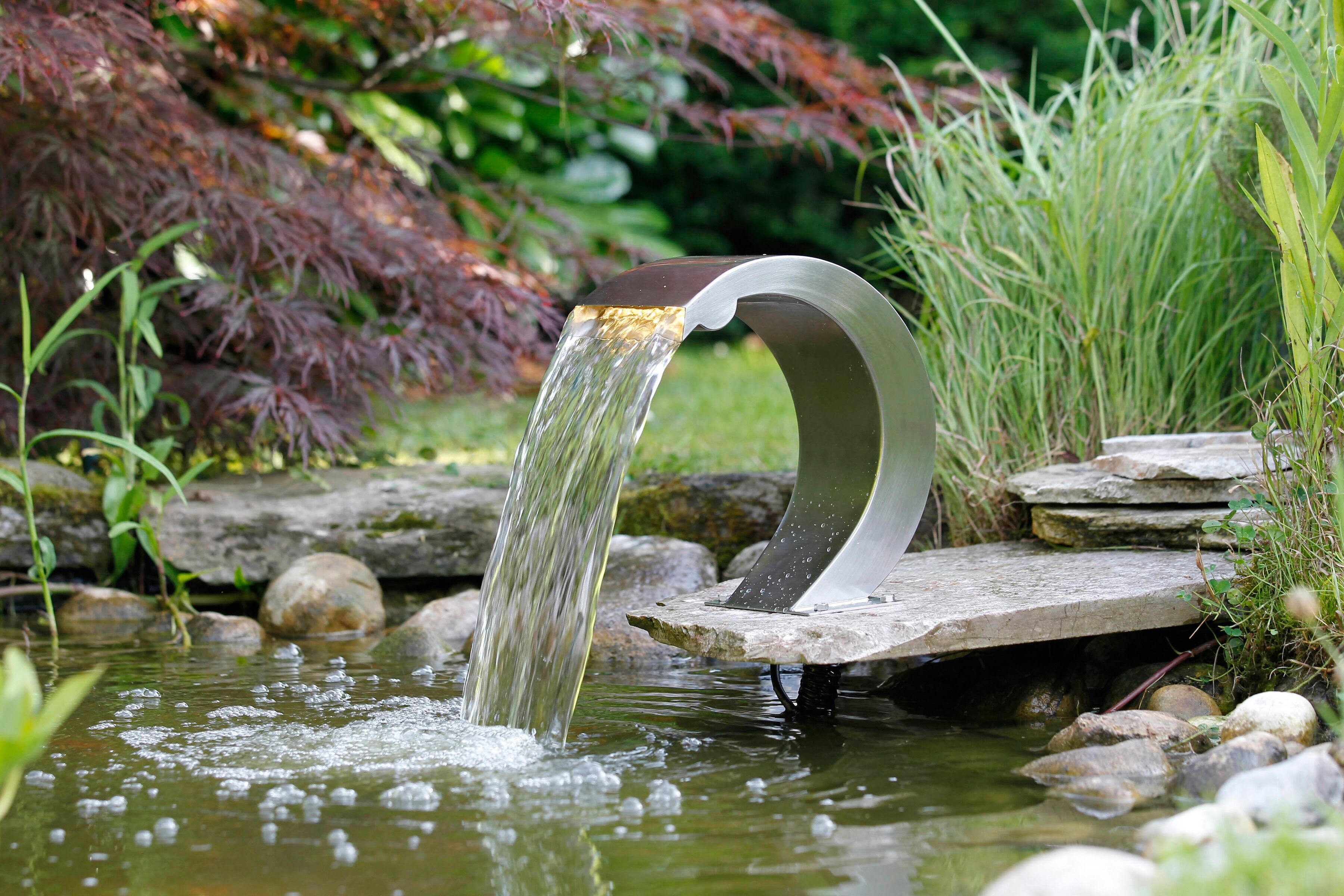 Wasserfall UBBINK "Mamba S-LED", silber (silberfarben), Edelstahl, Wasserspiele, Wasserfall
