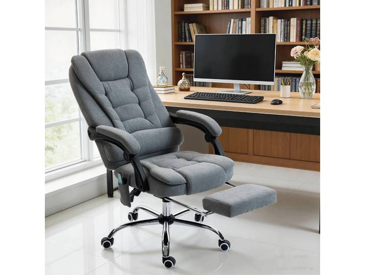 Vinsetto Fauteuil Bureau Massant Chauffant Réglable Gris