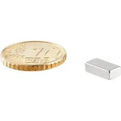 100 Quadermagnete aus Neodym, vernickelt 10 x 5 mm | 3 mm, silber