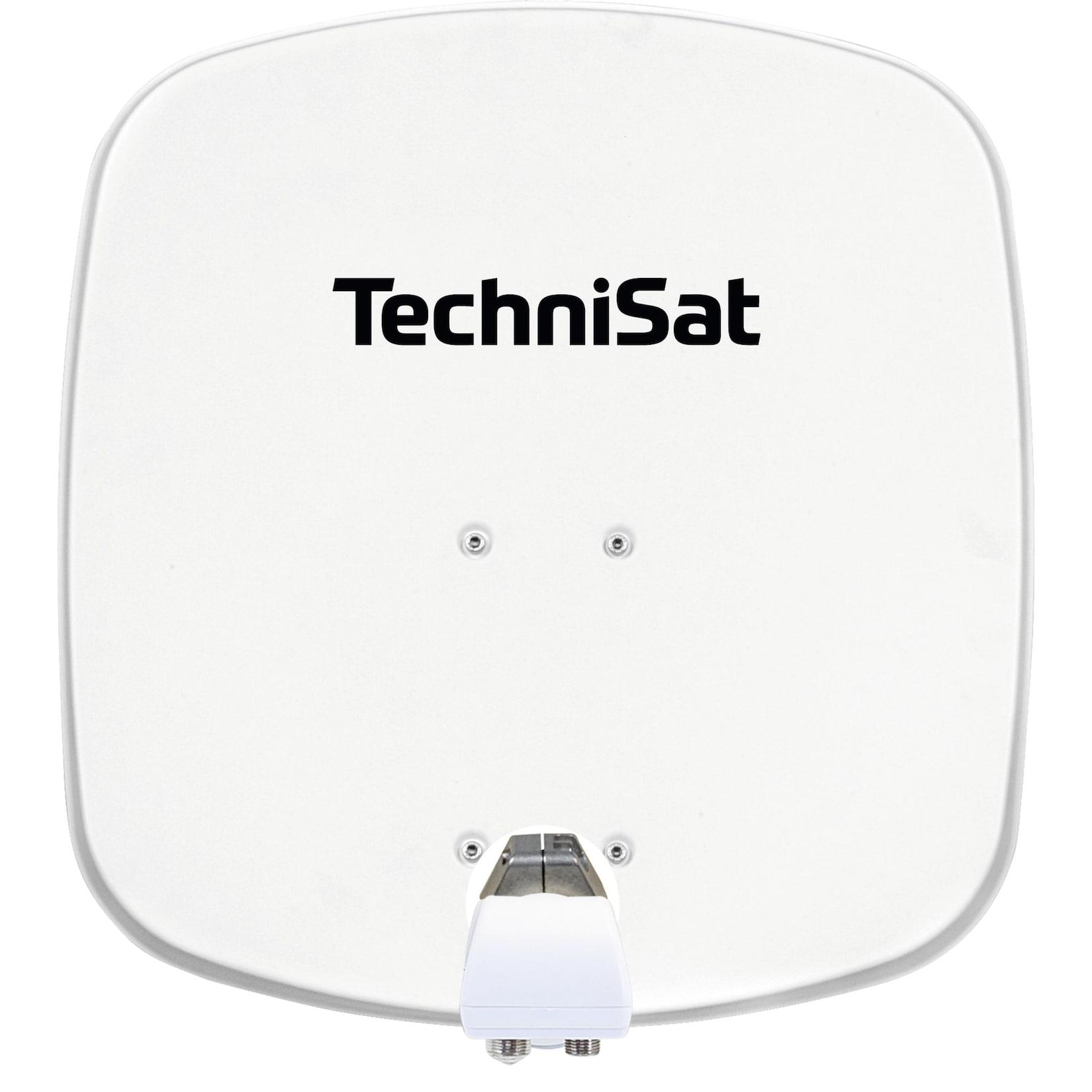 TechniSat DIGIDISH 45 Sat-Schüssel mit Twin-LNB & Wandhalterung, 2 TN polarweiß