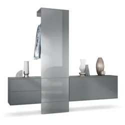 GARDEROBE Carlton Paneel in Grau Hochglanz