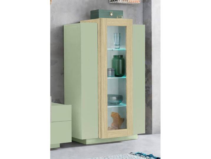 Vitrine Severino Dmora en Bois Nobilité Vert 80x38x120.5h cm