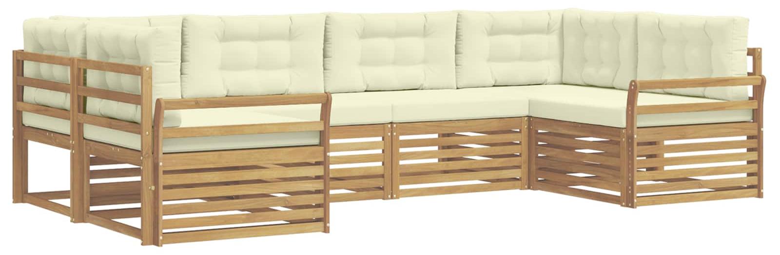 Garnitur aus 6 Outdoor-Sofas, weiß und cremefarben