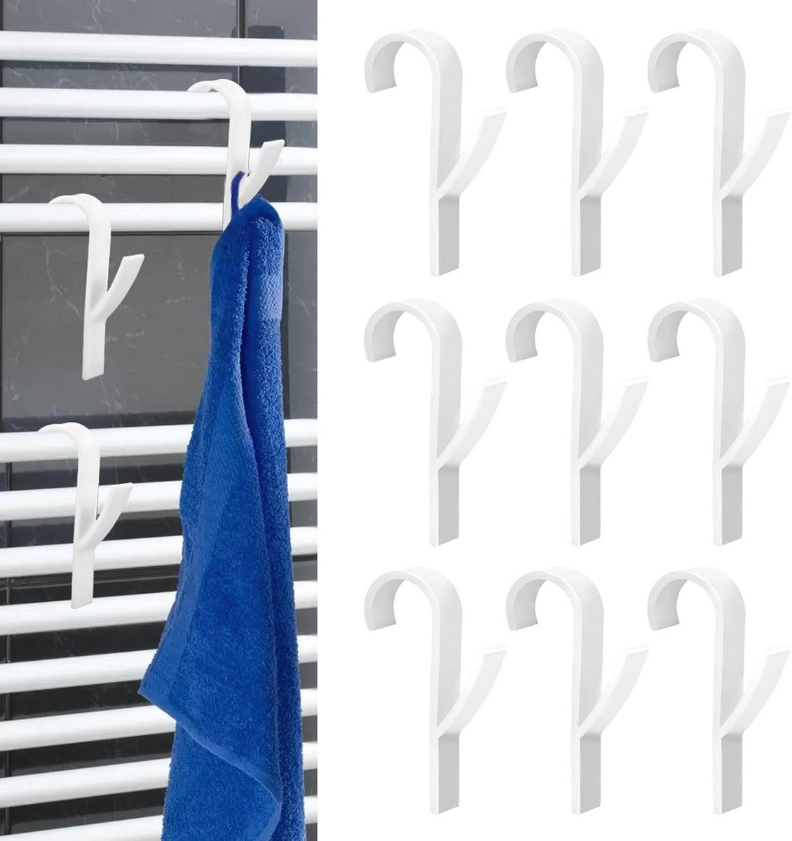 Set van 12 universele handdoekhaken voor de badkamer en radiator